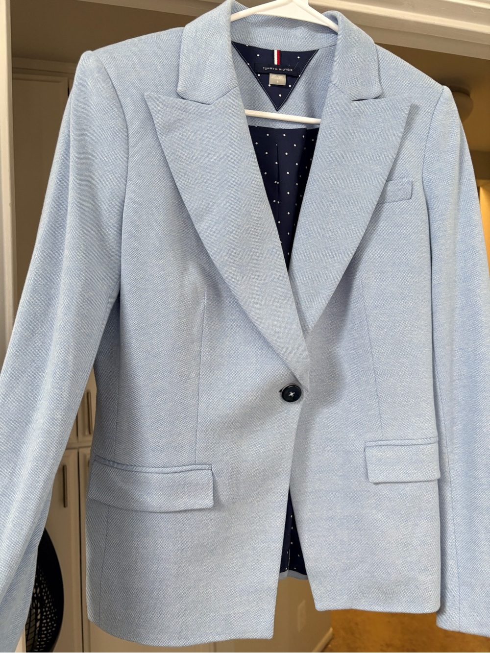 Tommy Hilfiger Pale Blue Womens Single-Button Blazer